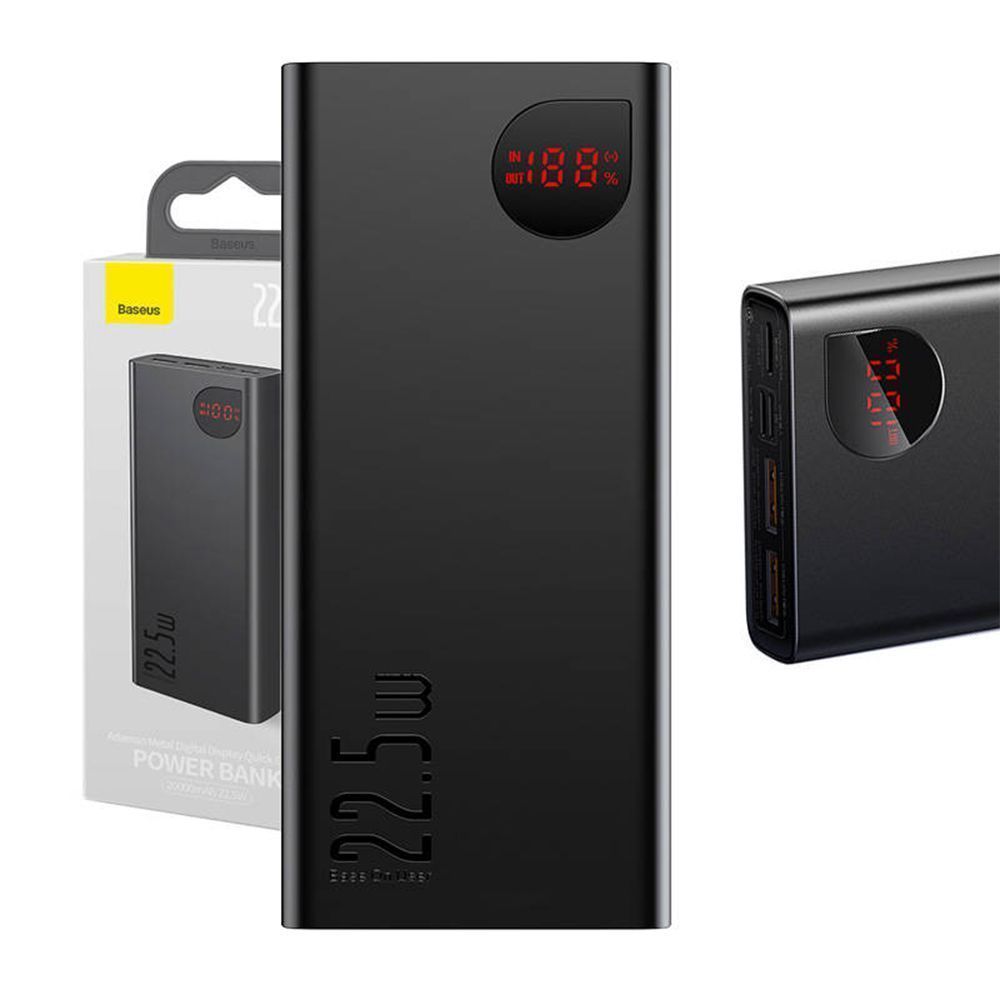 Powerbank Baseus Adaman 20000mAh 22.5W με 2 Θύρες USB-A και Θύρα USB-C Quick Charge 3.0 Μαύρο
