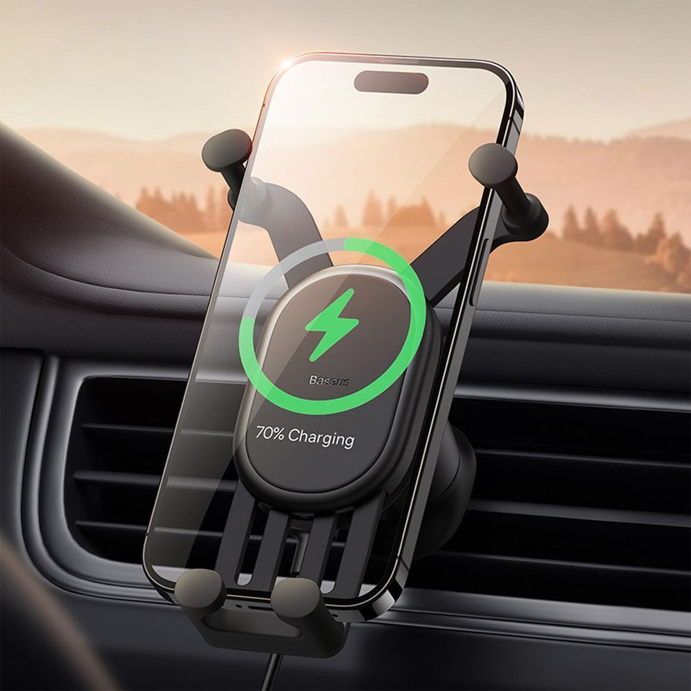 Bάση Αυτοκινήτου Αεραγωγού Baseus Gravitational Pro Wireless Charger 15W Μαύρο