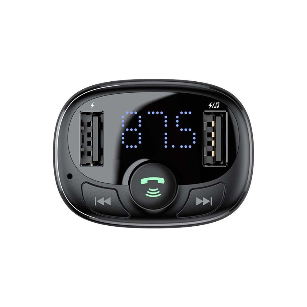 Baseus FM Transmitter T typed Bluetooth 2xUSB, MicroSD, Car Charger Μαύρο