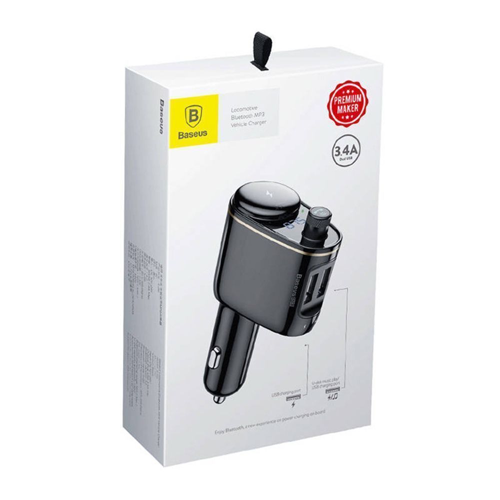 FM Transmitter Baseus Locomotive S-06 Bluetooth, mp3, car charger Μαύρο