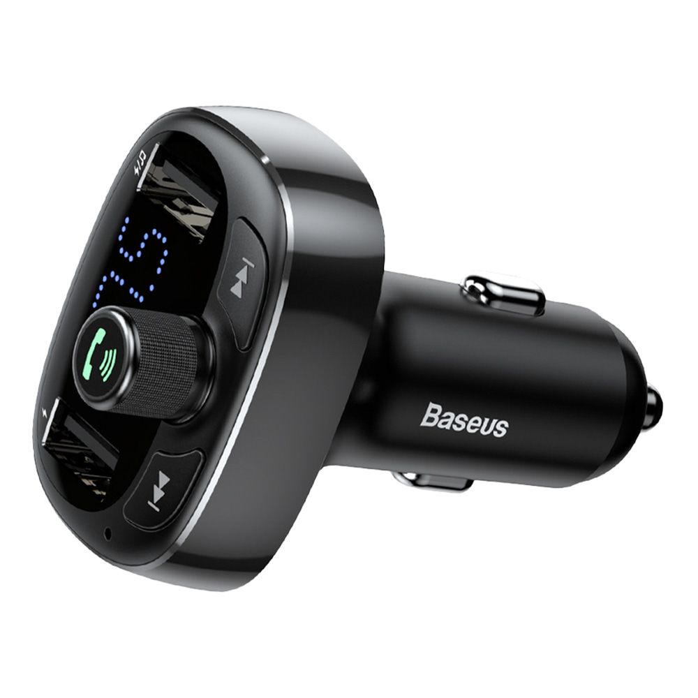 Baseus S-09 FM Transmitter T-typed Bluetooth 2xUSB, MicroSD, Car Charger Μαύρο