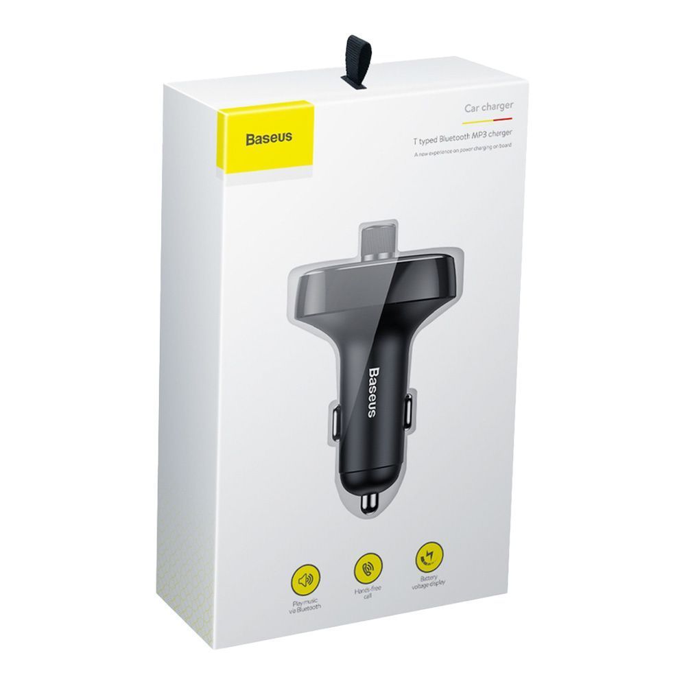 Baseus S-09 FM Transmitter T-typed Bluetooth 2xUSB, MicroSD, Car Charger Μαύρο