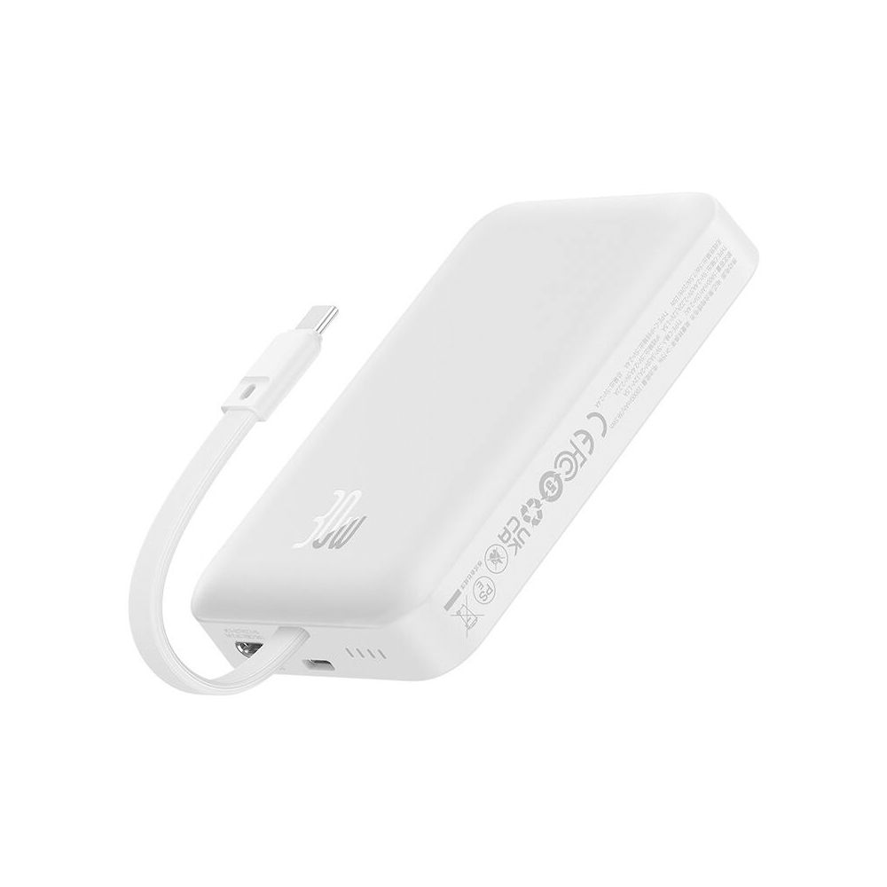 Powerbank Baseus Magnetic Mini 10000mAh, με καλώδιο USB-C, 30W PD Λευκό