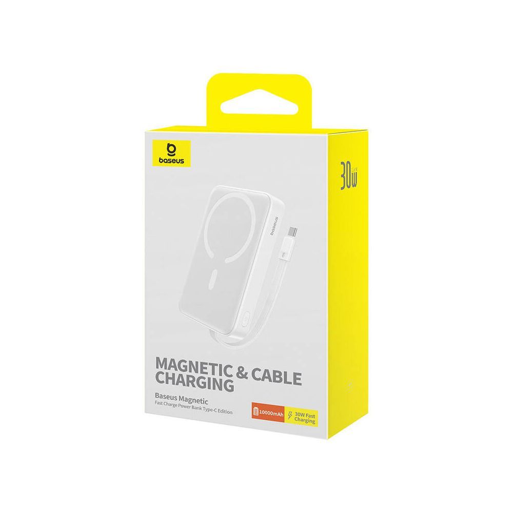 Powerbank Baseus Magnetic Mini 10000mAh, με καλώδιο USB-C, 30W PD Λευκό