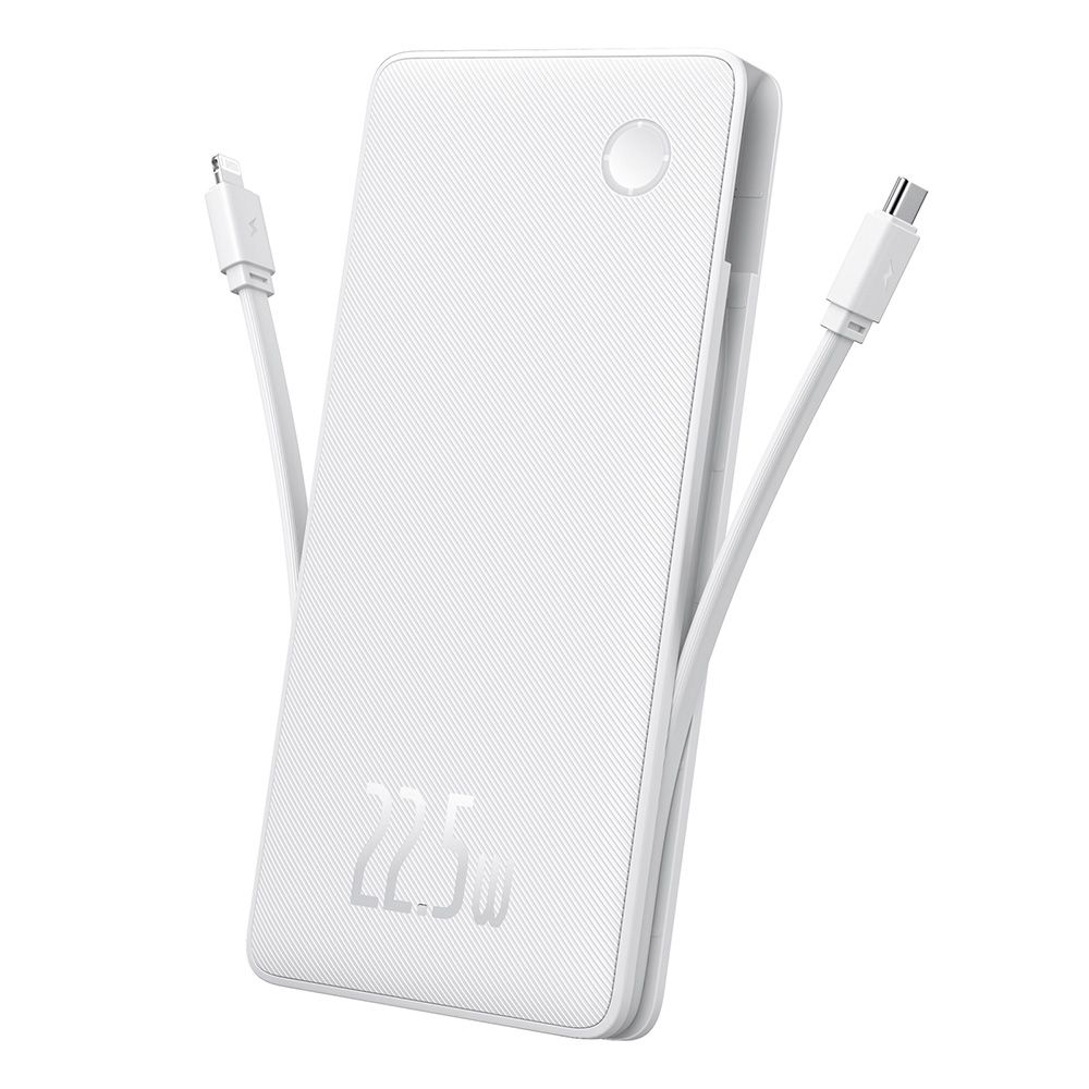Powerbank Baseus Airpow Air Lite 10000mAh 22.5W PD με ενσωματωμένα καλώδια USB-C & Lightning Λευκό