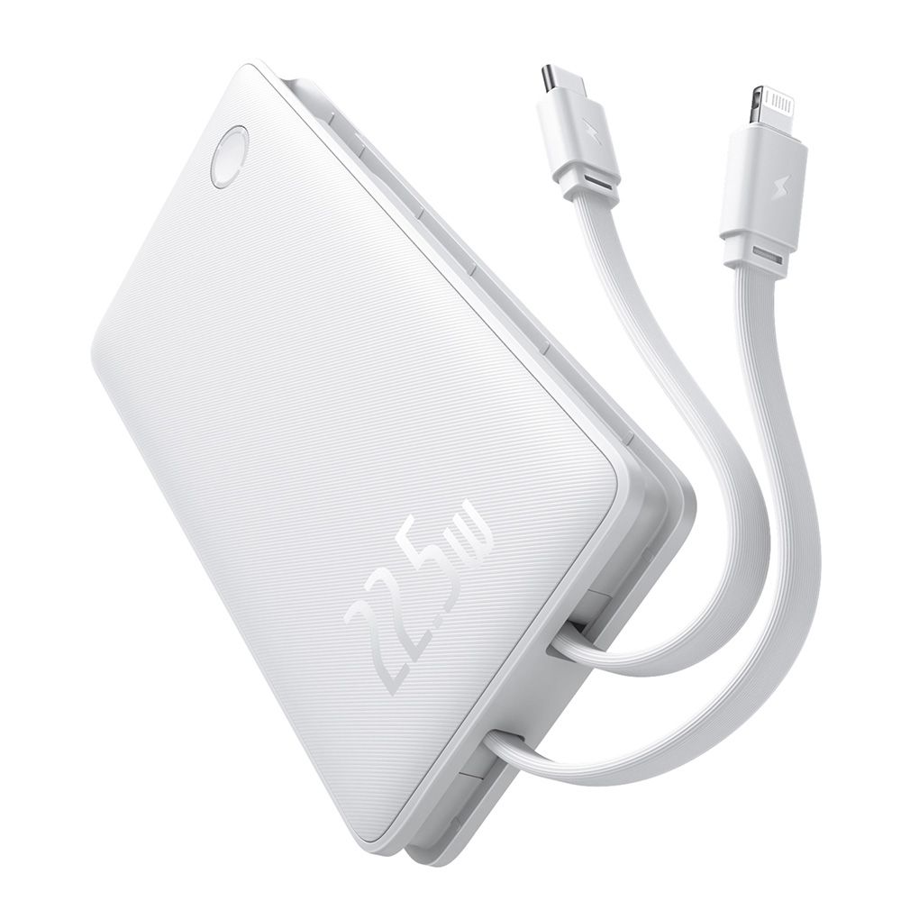 Powerbank Baseus Airpow Air Lite 10000mAh 22.5W PD με ενσωματωμένα καλώδια USB-C & Lightning Λευκό