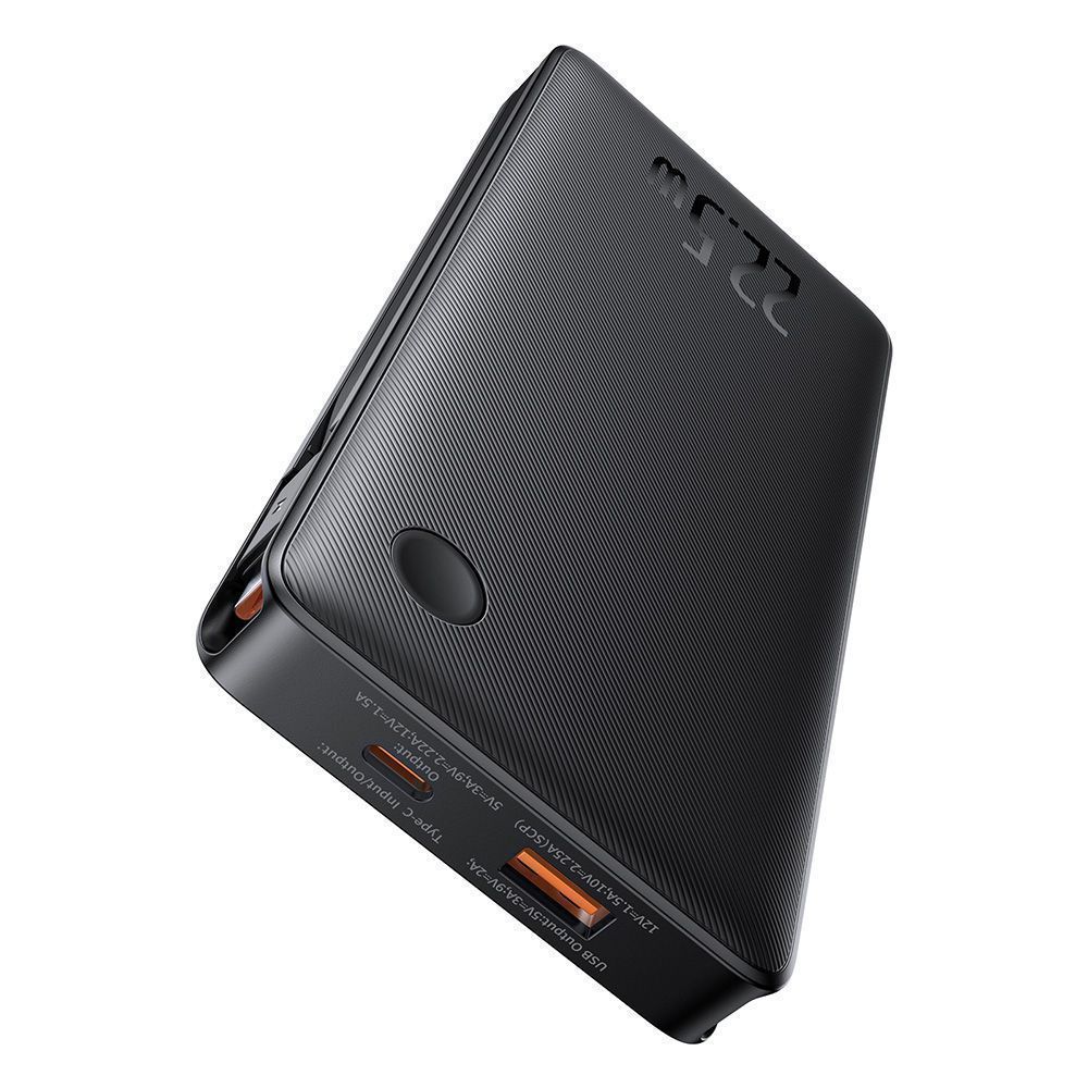 Powerbank Baseus Airpow Air Lite 10000mAh 22.5W PD με ενσωματωμένα καλώδια USB-C & Lightning Μαύρο
