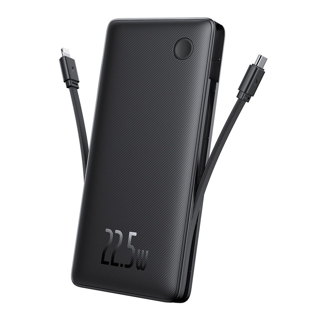 Powerbank Baseus Airpow Air Lite 10000mAh 22.5W PD με ενσωματωμένα καλώδια USB-C & Lightning Μαύρο