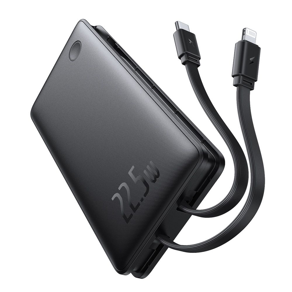 Powerbank Baseus Airpow Air Lite 10000mAh 22.5W PD με ενσωματωμένα καλώδια USB-C & Lightning Μαύρο