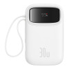 Powerbank Baseus QPow2 10000mAh 30W με ενσωματωμένα καλώδια 2xType-C Λευκό
