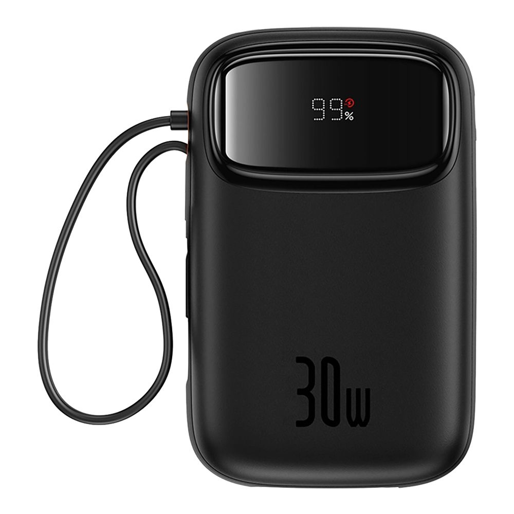 Powerbank Baseus QPow2 10000mAh 30W με ενσωματωμένα καλώδια 2xType-C Μαύρο