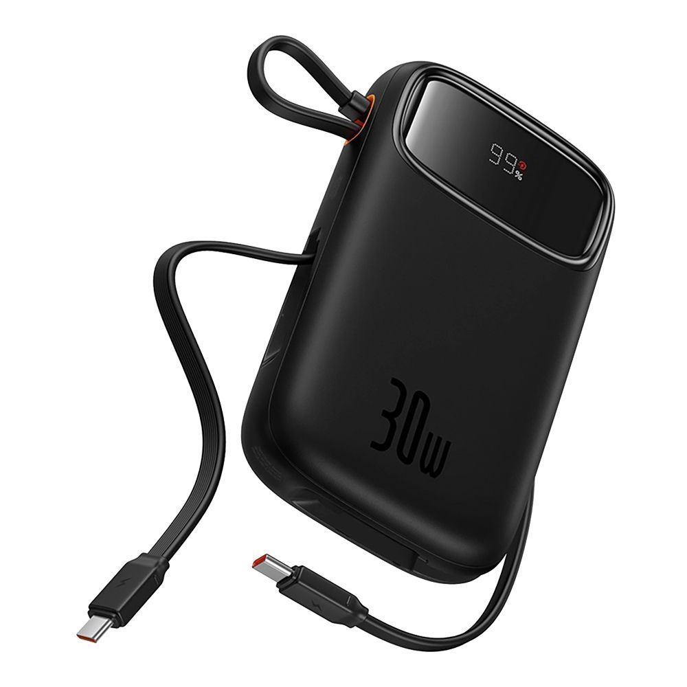 Powerbank Baseus QPow2 10000mAh 30W με ενσωματωμένα καλώδια 2xType-C Μαύρο