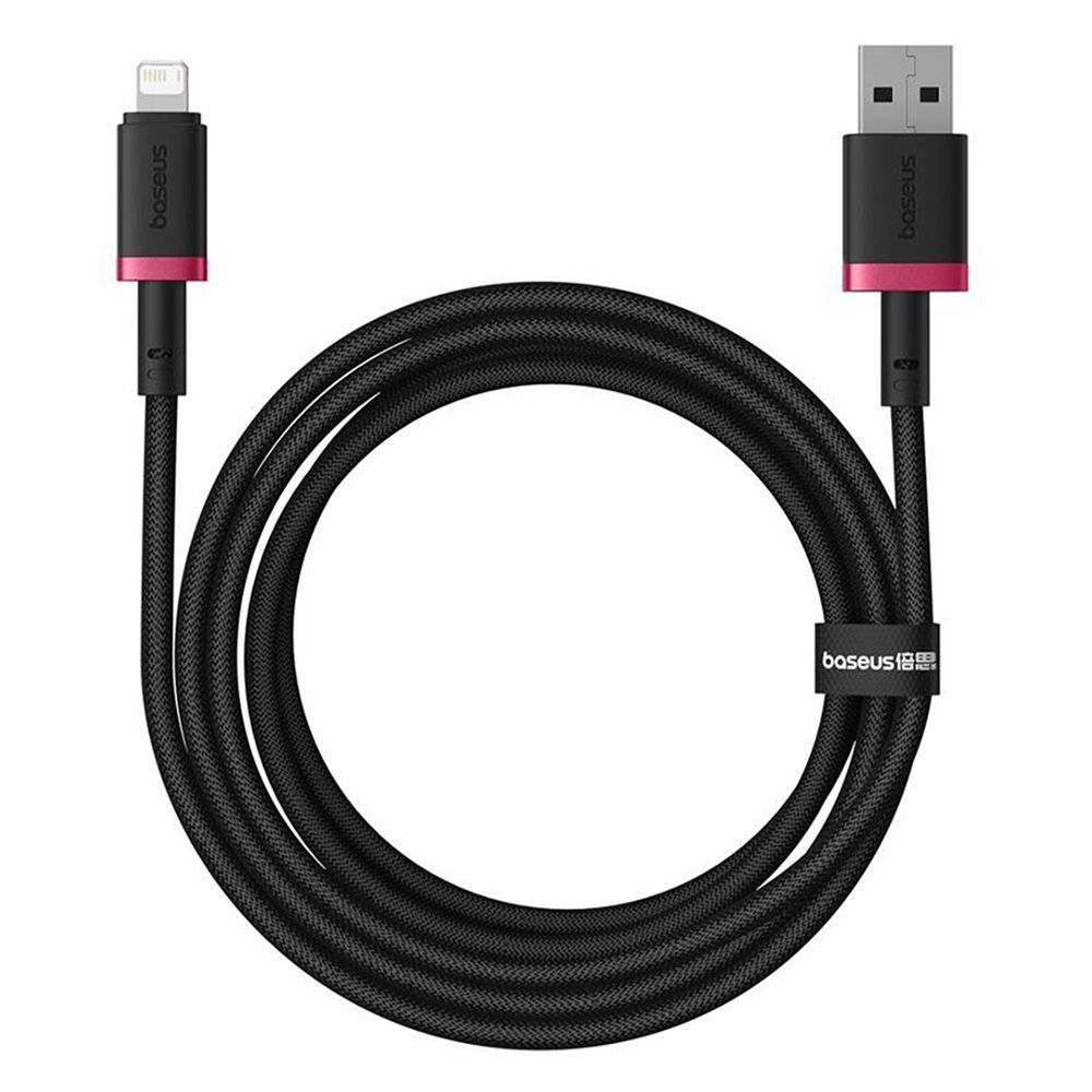 Καλώδιο Baseus Dura Braided USB-A / Lightning 2.4A 2m Μαύρο / Κόκκινο