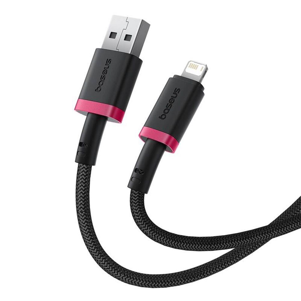 Καλώδιο Baseus Dura Braided USB-A / Lightning 2.4A 2m Μαύρο / Κόκκινο