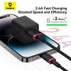 Καλώδιο Baseus Dura Braided USB-A / Lightning 2.4A 2m Μαύρο / Κόκκινο