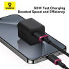 Καλώδιο Baseus Dura Braided USB-A / Type C 60W 1m Μαύρο / Κόκκινο