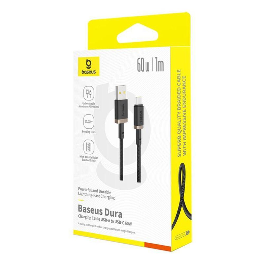 Καλώδιο Baseus Dura Braided USB-A / Type C 60W 1m Μαύρο / Χρυσό