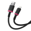 Καλώδιο Baseus Dura Braided USB-A / Lightning 2.4A 1m Μαύρο / Κόκκινο