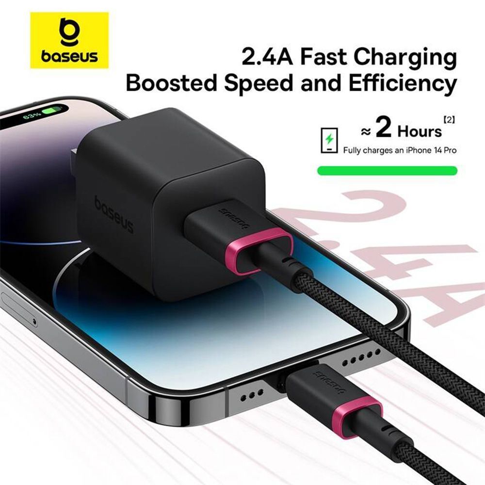 Καλώδιο Baseus Dura Braided USB-A / Lightning 2.4A 1m Μαύρο / Κόκκινο