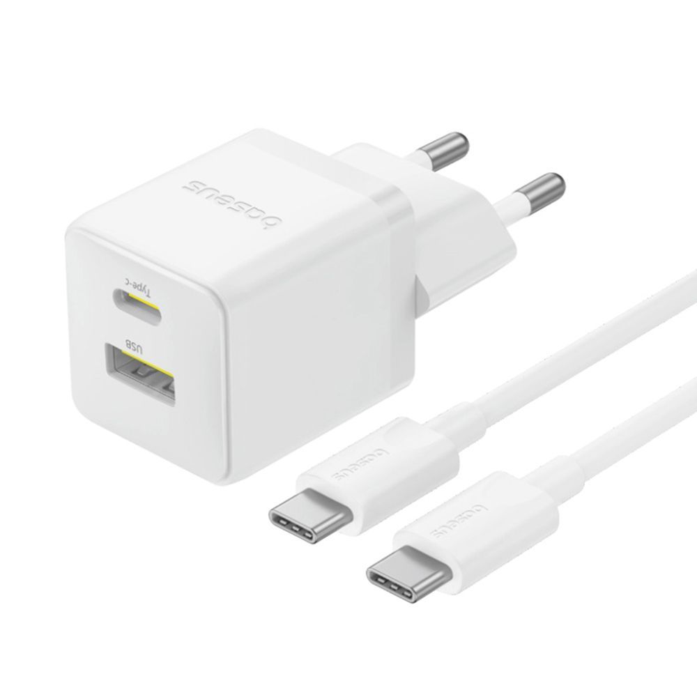Φορτιστής Baseus Palm Wall Charger USB-A / USB-C 30W καλώδιο Type C 1m Λευκό