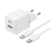 Φορτιστής Baseus Palm Wall Charger USB-A / USB-C 30W καλώδιο Type C 1m Λευκό