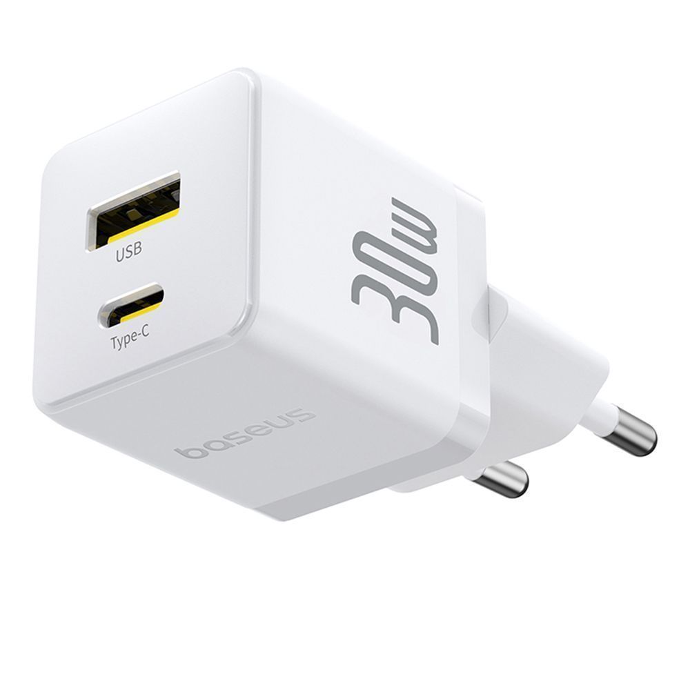 Φορτιστής Baseus Palm Wall Charger USB-A / USB-C 30W καλώδιο Type C 1m Λευκό