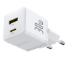 Φορτιστής Baseus Palm Wall Charger USB-A / USB-C 30W καλώδιο Type C 1m Λευκό