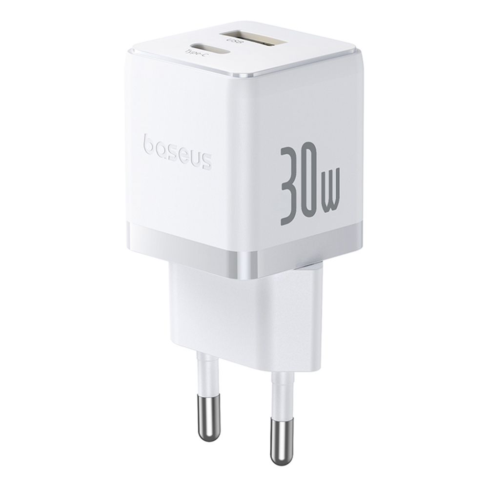 Φορτιστής Baseus Palm Wall Charger USB-A / USB-C 30W καλώδιο Type C 1m Λευκό