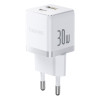 Φορτιστής Baseus Palm Wall Charger USB-A / USB-C 30W καλώδιο Type C 1m Λευκό