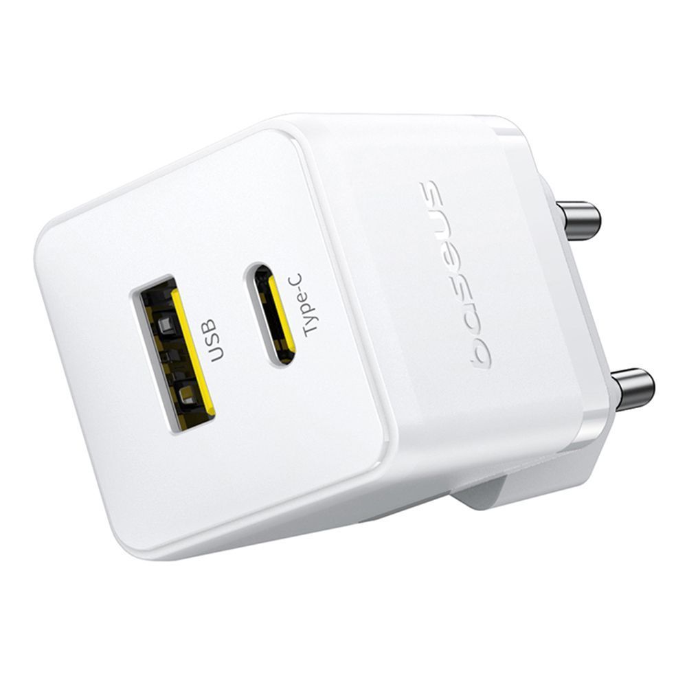 Φορτιστής Baseus Palm Wall Charger USB-A / USB-C 30W καλώδιο Type C 1m Λευκό
