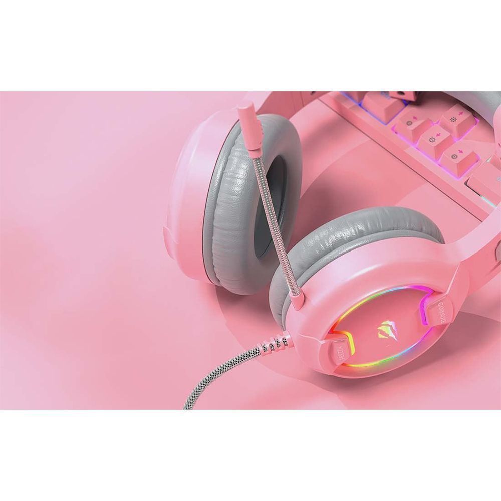 Gaming Ακουστικά Havit H2233d On Ear Gaming Headset με σύνδεση USB / 3.5mm Ροζ Ροζ