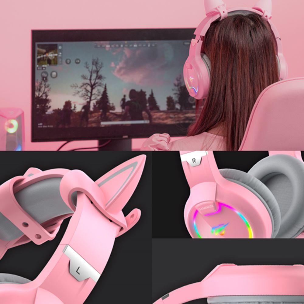 Gaming Ακουστικά Havit H2233d On Ear Gaming Headset με σύνδεση USB / 3.5mm Ροζ Ροζ