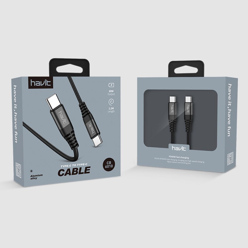 Καλώδιο Havit CB6010 USB-C σε USB-C 1.2m Μαύρο
