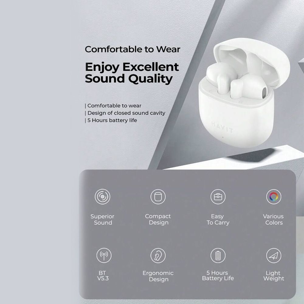 Ακουστικά Bluetooth Havit TW976 με Θήκη Φόρτισης Μπλέ