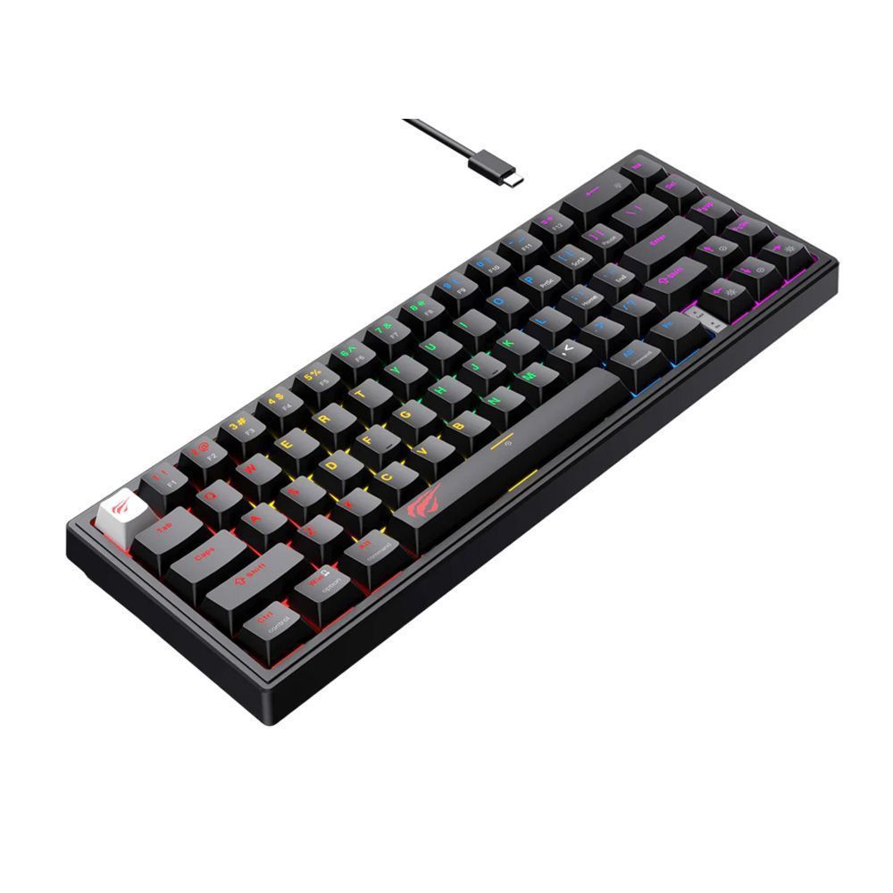 Gaming Μηχανικό Πληκτρολόγιο 60% Havit KB874L  με Custom διακόπτες και RGB φωτισμό (Αγγλικό US) Μαύρο
