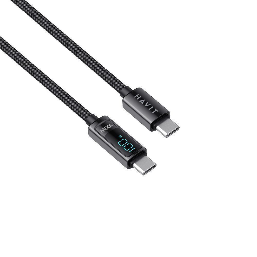 Καλώδιο Havit CB6247 Type C σε Type C 2m με ένδειξη LED Μαύρο