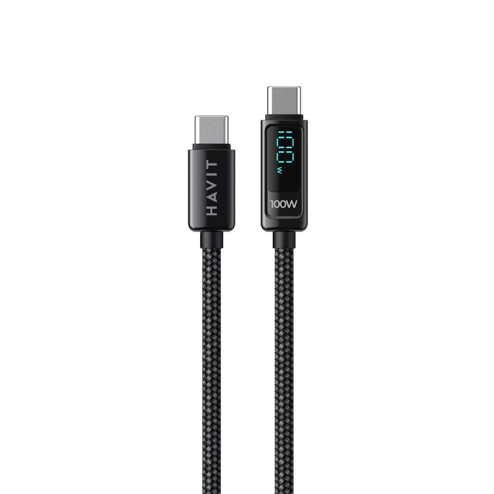 Καλώδιο Havit CB6247 Type C σε Type C 2m με ένδειξη LED Μαύρο