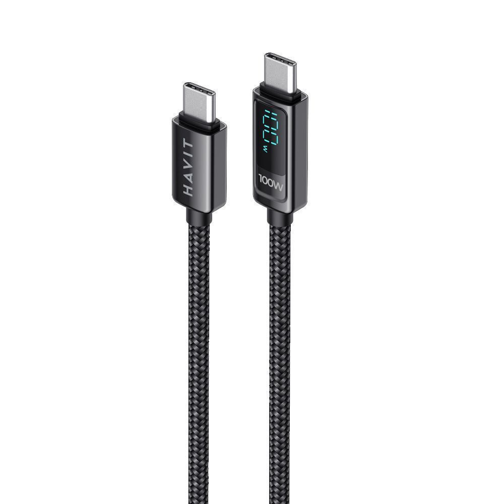 Καλώδιο Havit CB6247 Type C σε Type C 2m με ένδειξη LED Μαύρο