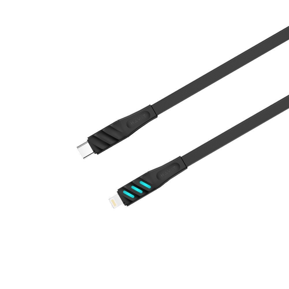 Καλώδιο Havit CB6255 USB-C / Lighting 1m με ένδειξη LED Μαύρο