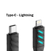 Καλώδιο Havit CB6255 USB-C / Lighting 1m με ένδειξη LED Μαύρο
