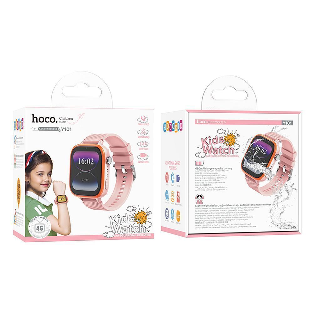 Παιδικό Ρολόι Smartwatch Hoco Y101 GPS|LBS|WiFi|4G Ροζ
