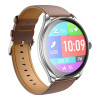 Smartwatch HOCO Y22 Brown Leather Strap Ασημί