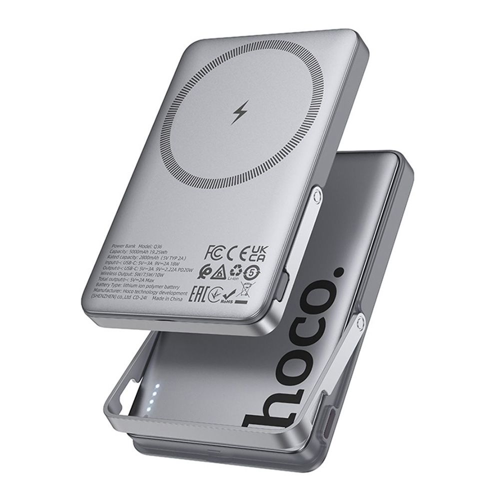 Ασύρματο Μαγνητικό Powerbank Hoco Q36 Sunlight 5000mAh με stand 20W PD Γκρι