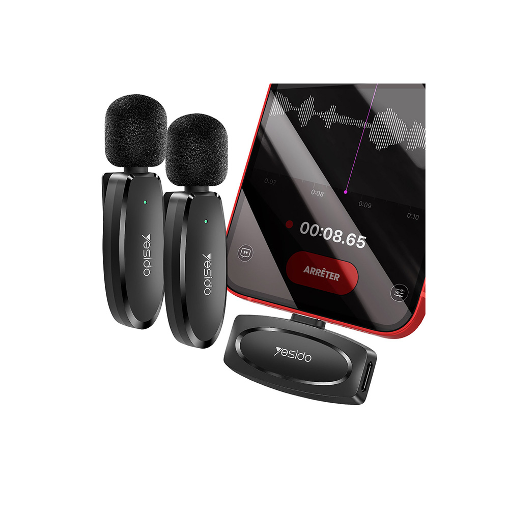 Yesido Ασύρματο Μικρόφωνο Πέτου KR14 2-σε-1 Lightning με Ai Noise Reduction Μαύρο