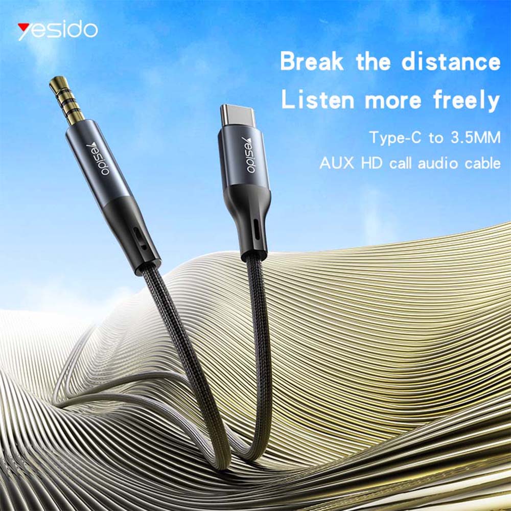 Yesido YAU42 Καλώδιο AUX 3.5mm Male - Type-C Male 1m Μαύρο
