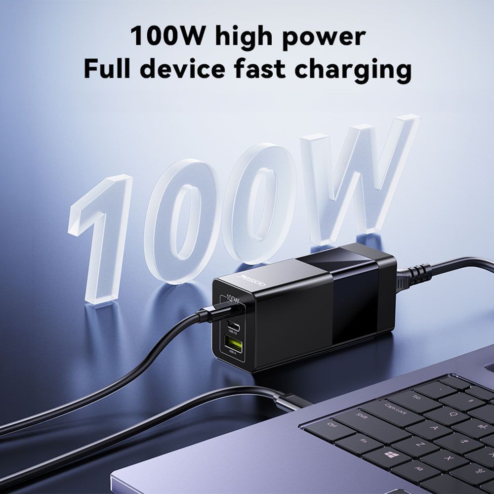 Φορτιστής Yesido YC58 USB-A + 2x Type-C 100W GaN Fast Charger Μαύρο