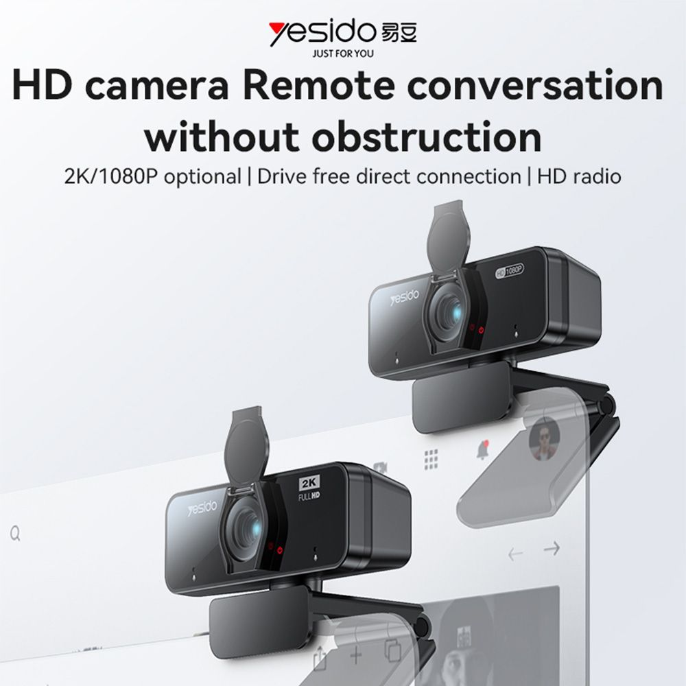Yesido KM13 USB Webcam 1080p 30FPS με Μικρόφωνο και Κάλυμμα Μαύρο