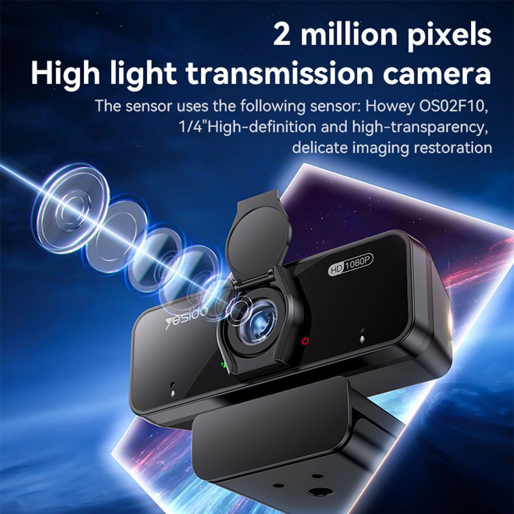 Yesido KM13 USB Webcam 1080p 30FPS με Μικρόφωνο και Κάλυμμα Μαύρο