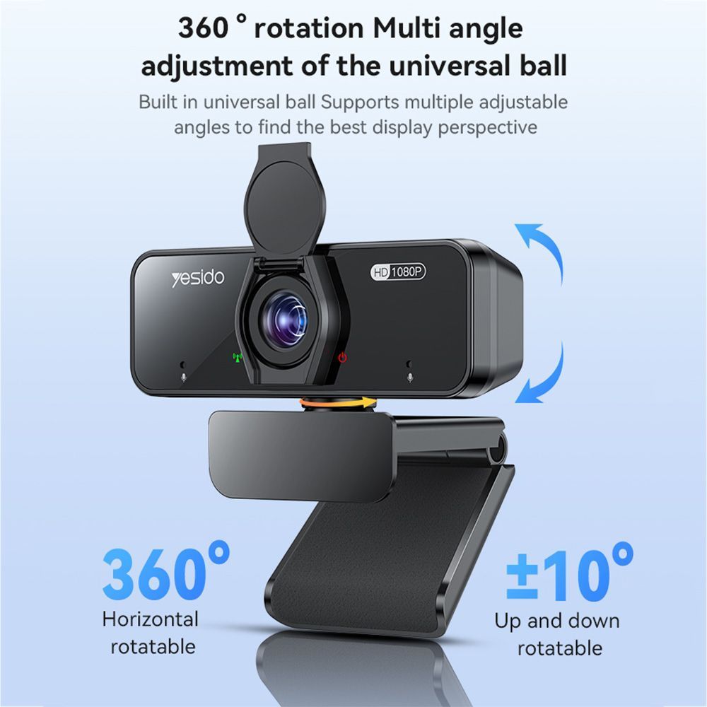 Yesido KM13 USB Webcam 1080p 30FPS με Μικρόφωνο και Κάλυμμα Μαύρο