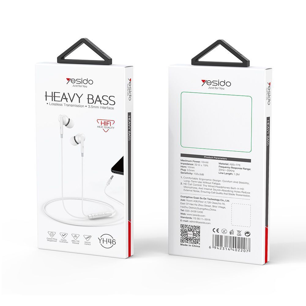 Ακουστικά Yesido Heavy Bass YH46 Jack 3,5mm Λευκό